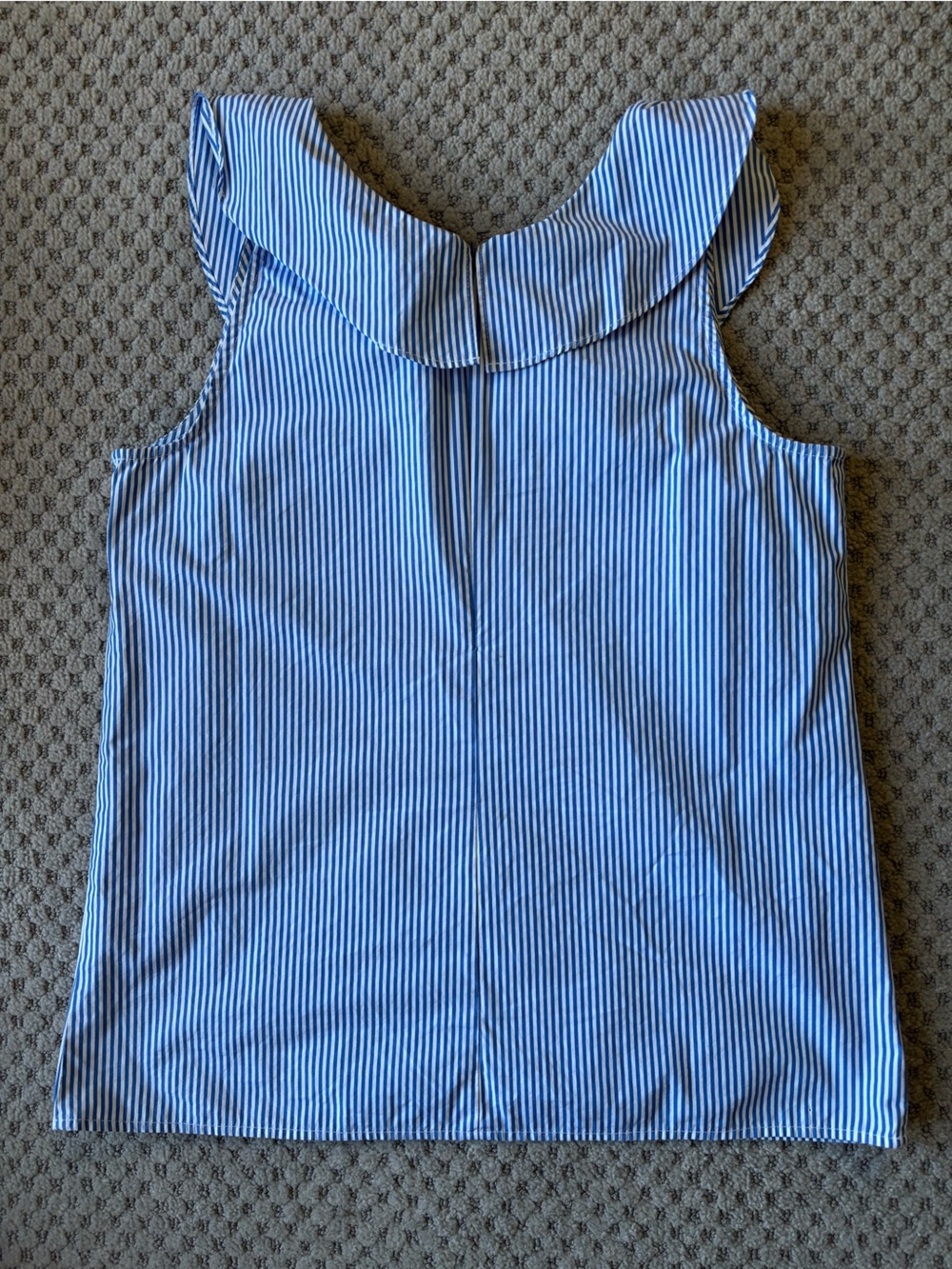 Jcrew Sleeveless Blue Stripe Ruffle V-Neck Top - Picture 5 of 8